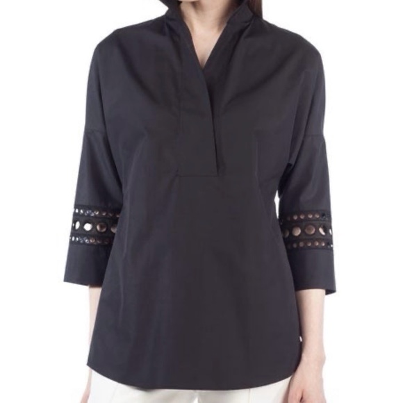 AKRIS PUNTO Punto-Sleeve Kimono Blouse, size 10 - Picture 2 of 5